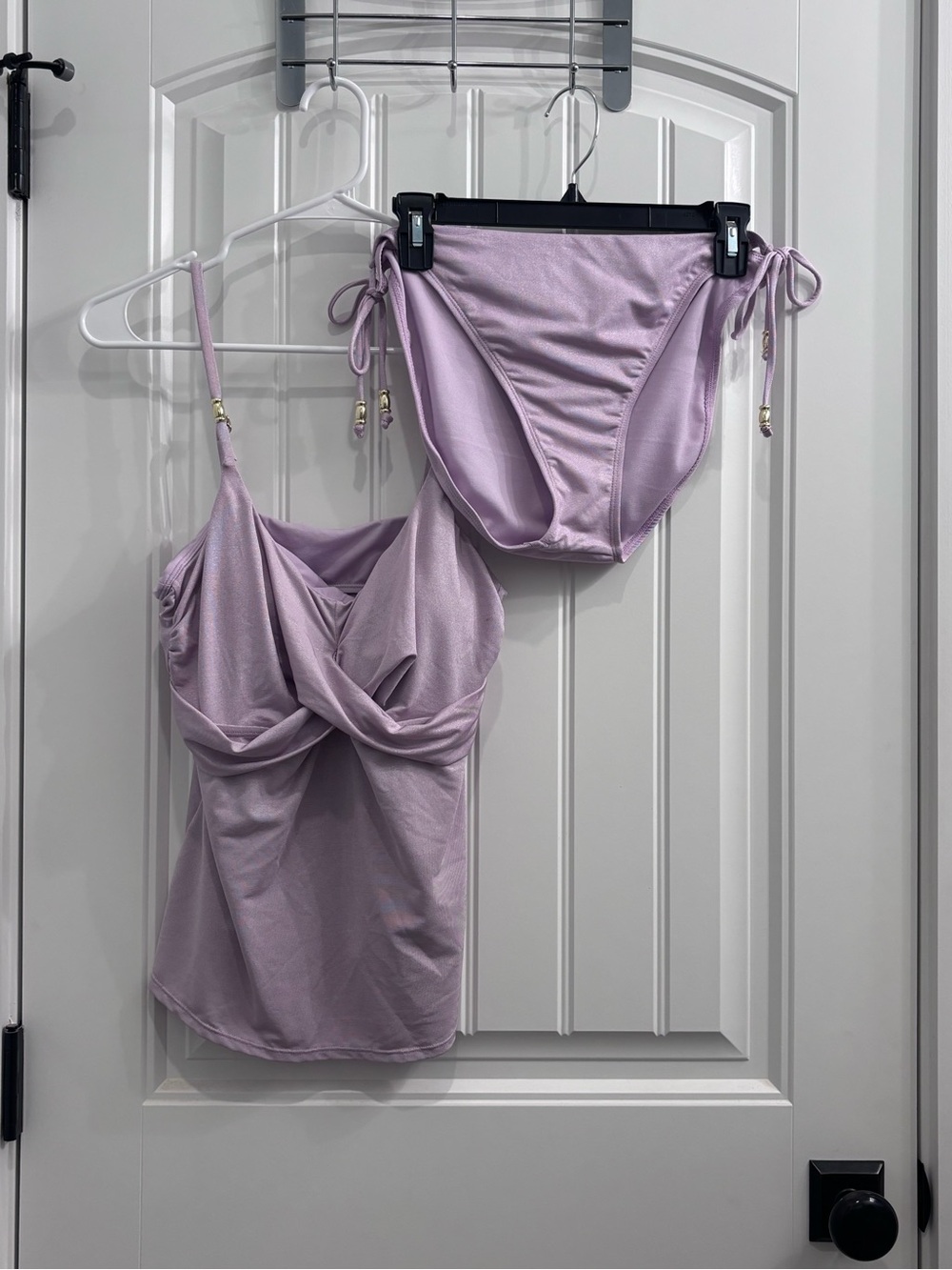 Mynah Lavender Twist-Front Tankini Top & Tie-Side Bikini Bottoms